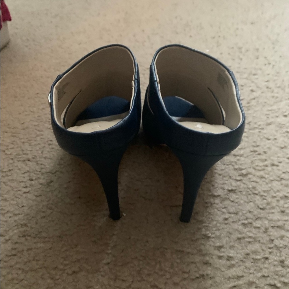 Navy CLAVIN KLEIN backless stiletto heels